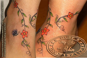 anklet tattoo, tattoo on ankle ,creeper  tattoo on ankle ,flower tattoo on ankle ,flower tattoo around ankle, realistic tattoo,3d picture tattoo, permanent make up tattoo, cosmetic tattoo, eyebrow tattoo, same permanent makeup,3d tattoos, guptram , g