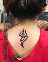 om tattoo , om tattoo on nape , om trishul tattoo , om trishul rudraksha tattoo, om tattoo with trishul , om tattoo on bicep,  om tattoo, om tattoo on bicep, small om tattoo , long om tattoo, female om tattoo, feminine tattoos, permanent tattoo, perm